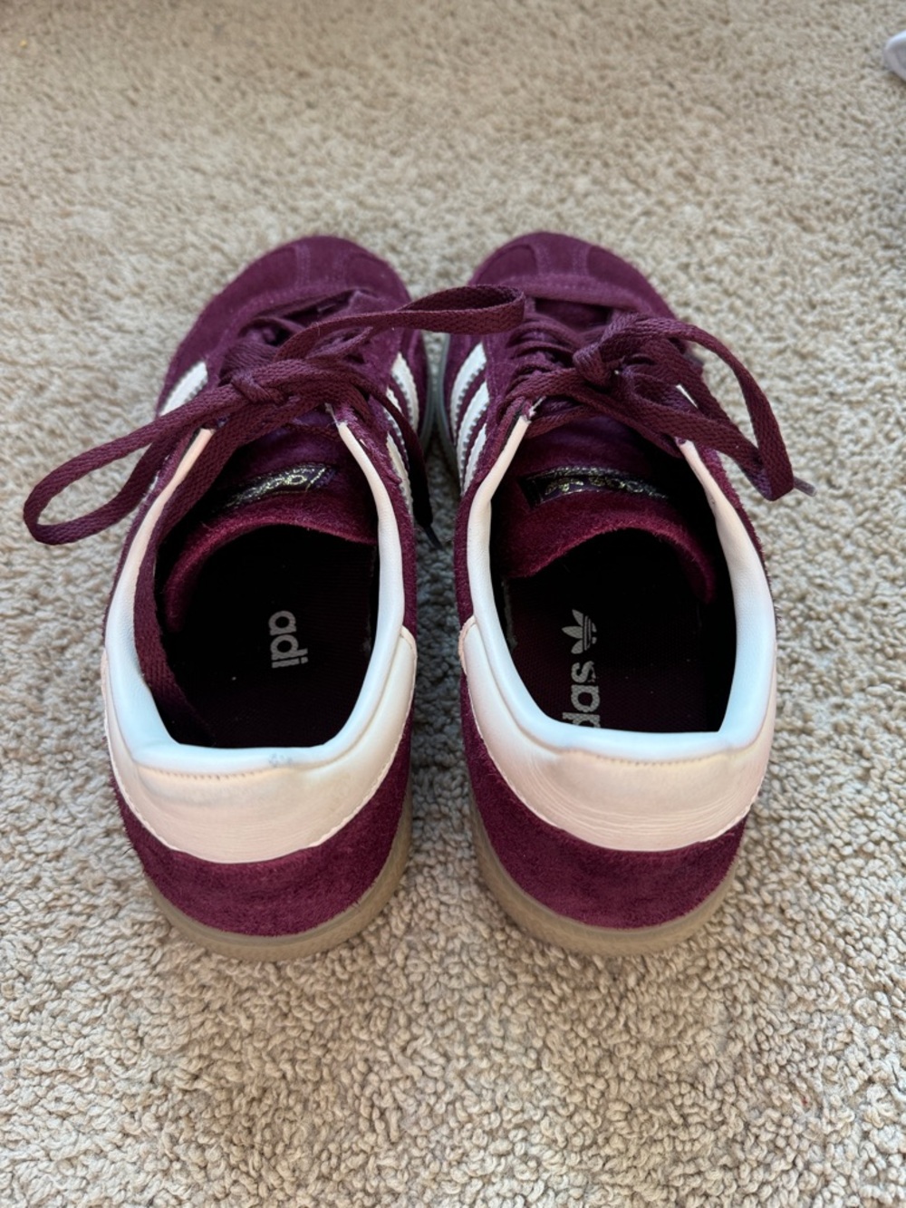 Adidas Spezial Burgundy Suede Sneakers with White Stripes - Picture 3 of 6